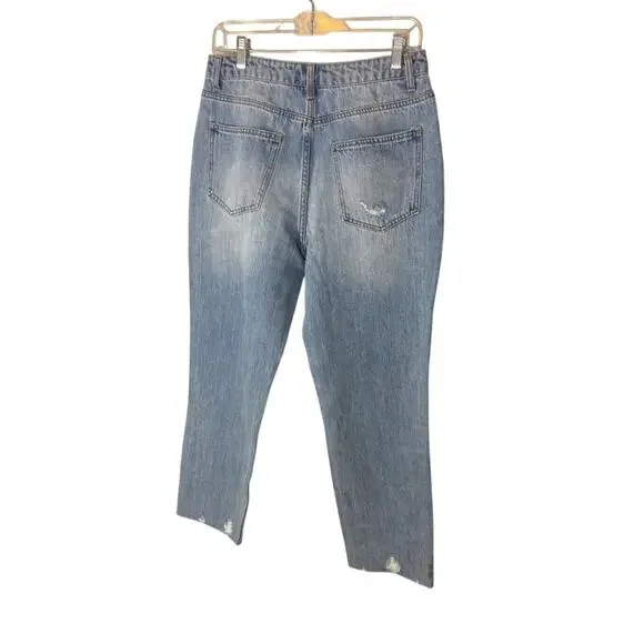 NWT Slim Straight High Rise Sz 9 Mom No Boundaries Light Wash Cotton Jeans - Picture 4 of 5